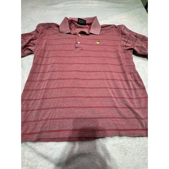 Masters Collection Polo Shirt L Red Striped Embroidered Golf Shirt St Augustine - Picture 1 of 13